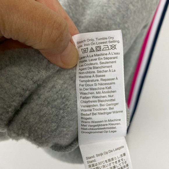 J Crew Sweatshirt Women Large Gray Striped Fleece Pullover Round Neck Athlesure - Picture 8 of 9